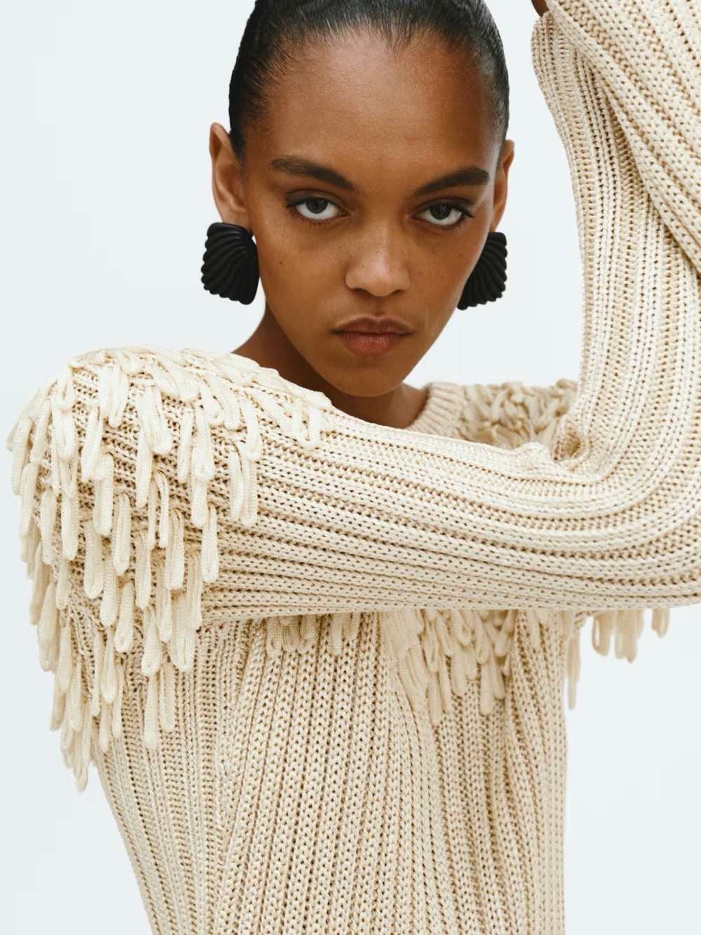 H&M Edition Fringe-Detail Rib-Knit Top - Picture 2 of 4